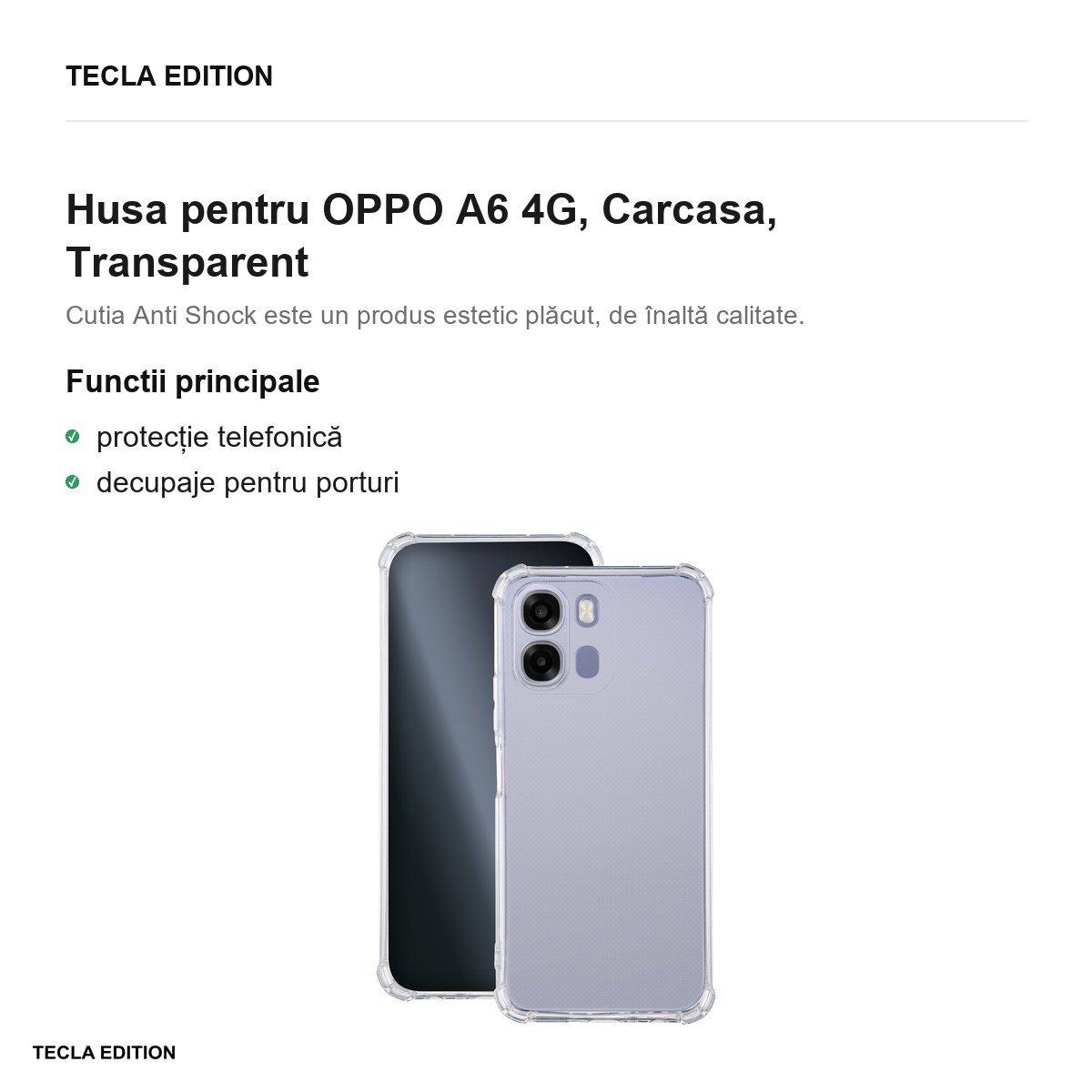 Husa Anti Shock 1,5 mm pentru OPPO A6 4G, Carcasa, Transparent [2]