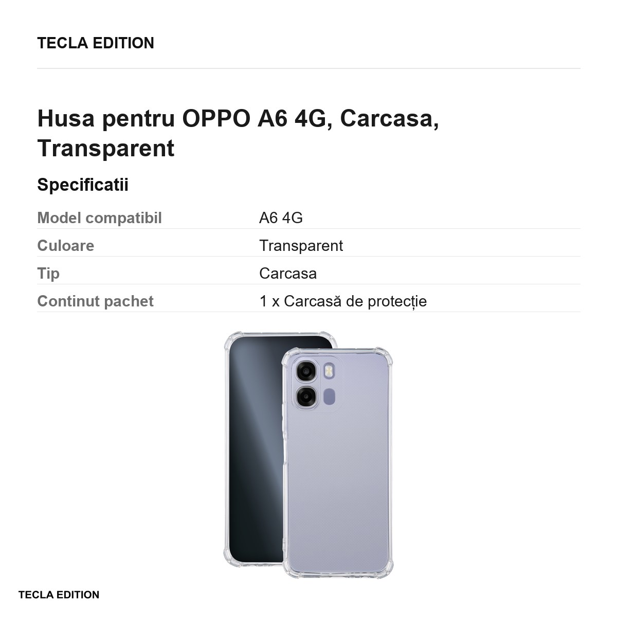 Husa Anti Shock 1,5 mm pentru OPPO A6 4G, Carcasa, Transparent [3]