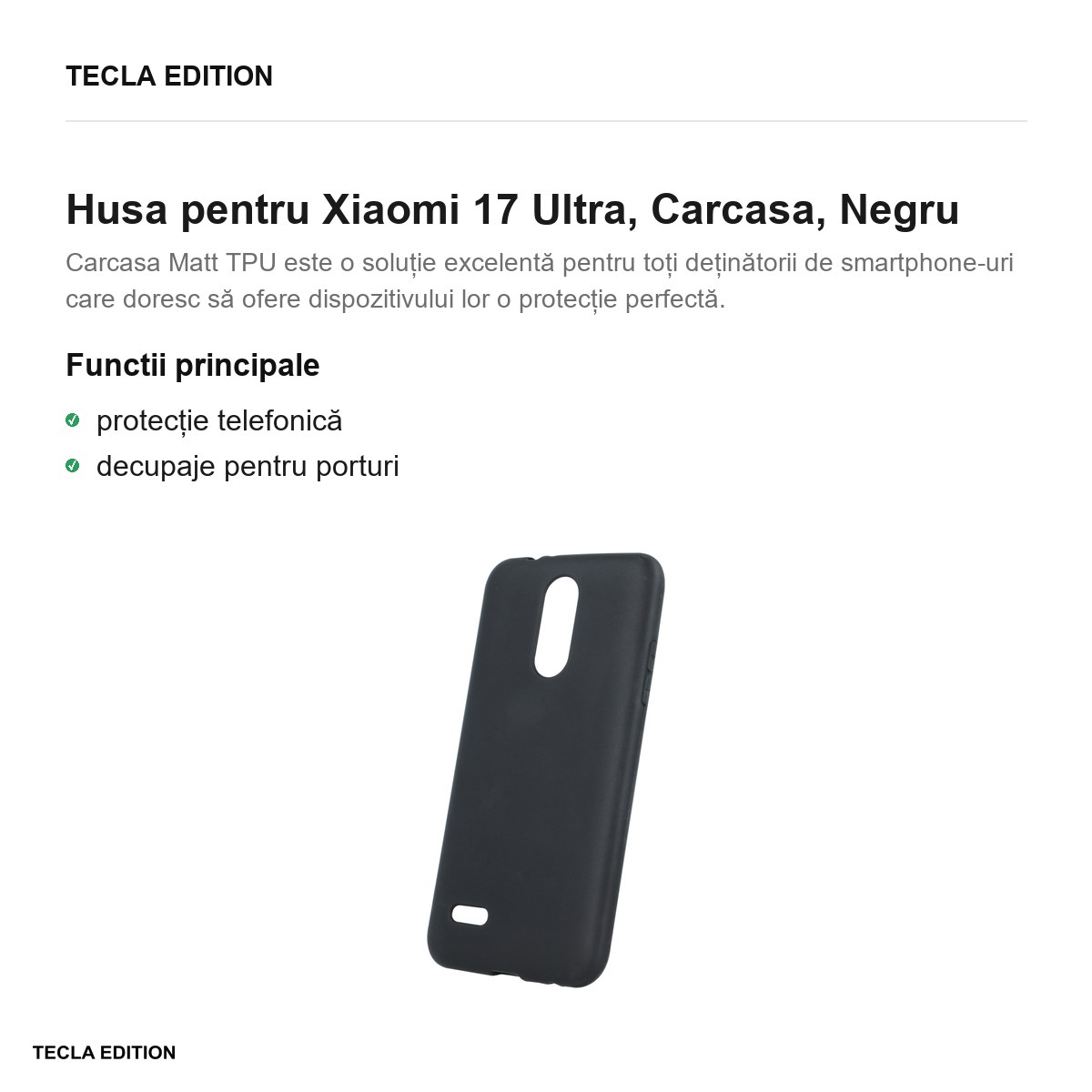 Husa Matt TPU pentru Xiaomi 17 Ultra, Carcasa, Negru [2]