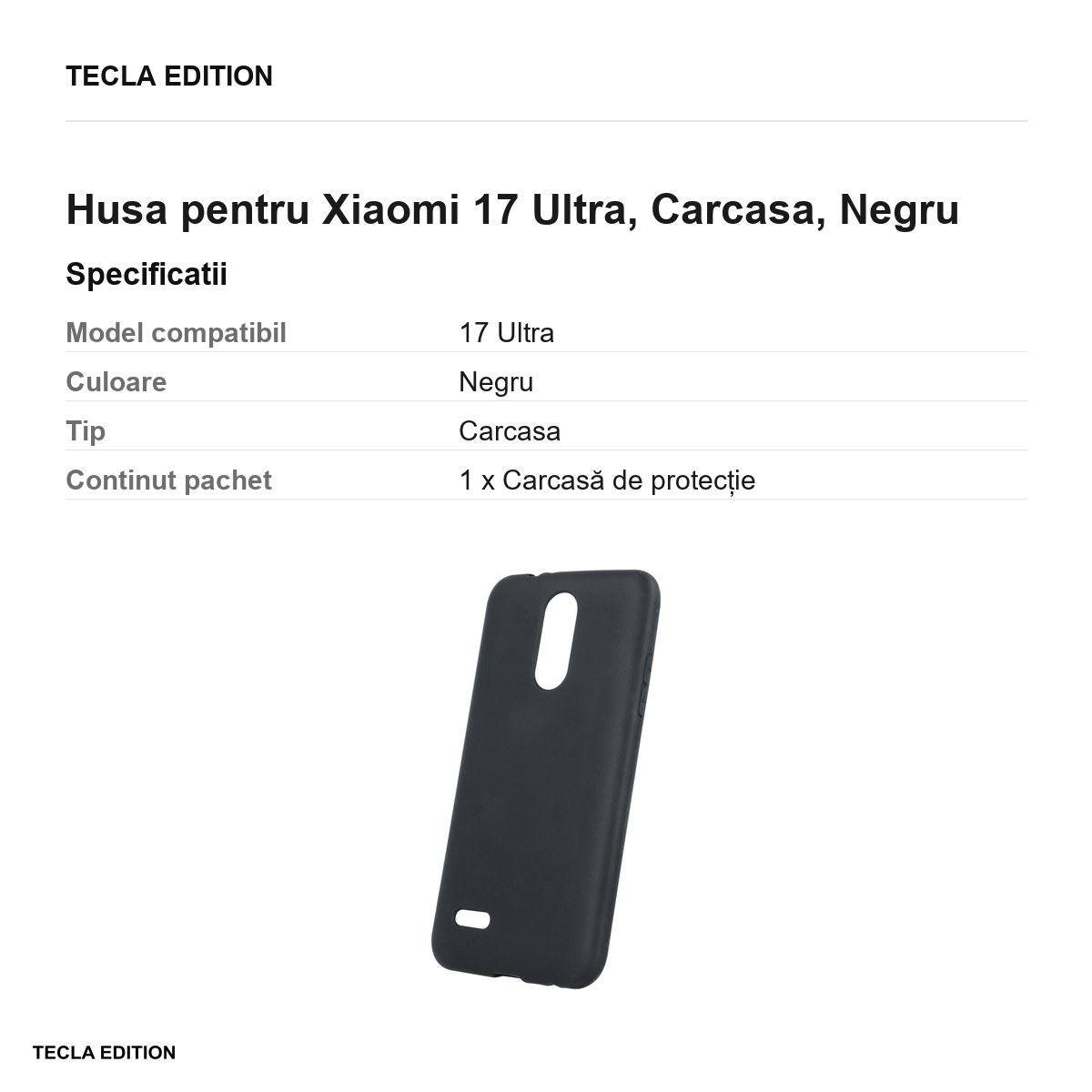 Husa Matt TPU pentru Xiaomi 17 Ultra, Carcasa, Negru [3]