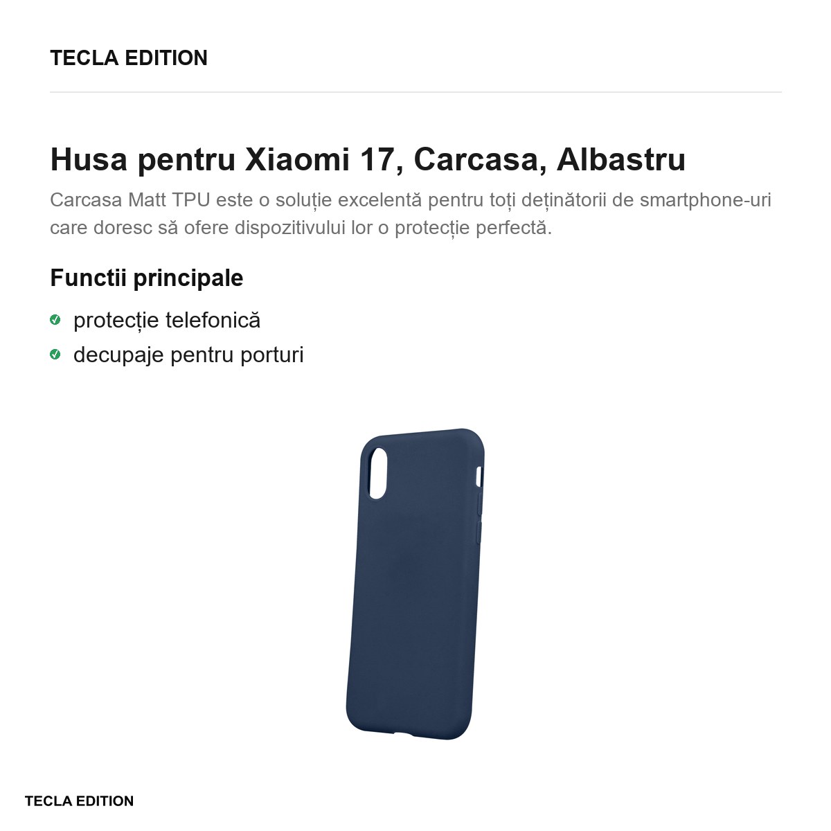 Husa Matt TPU pentru Xiaomi 17, Carcasa, Albastru [2]