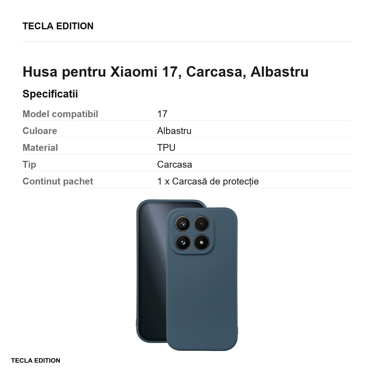 Husa Silicon pentru Xiaomi 17, Carcasa, Albastru [3]