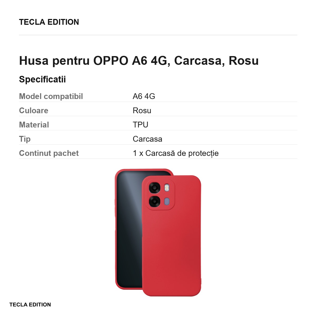 Husa Silicon pentru OPPO A6 4G, Carcasa, Rosu [3]