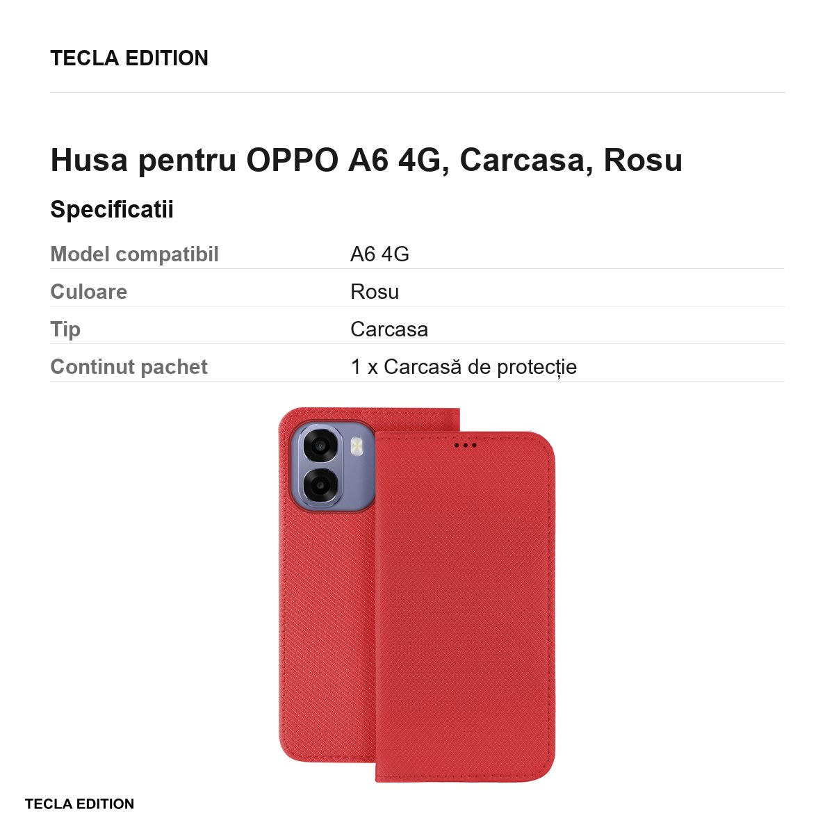 Husa Smart Magnet pentru OPPO A6 4G, tip carte, Rosu [3]