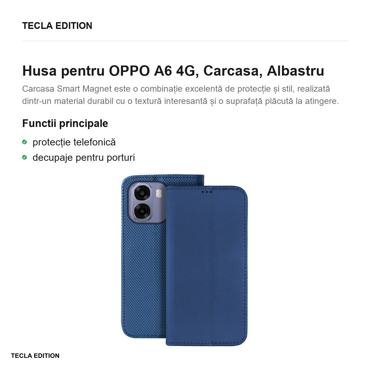 Husa Smart Magnet pentru OPPO A6 4G, tip carte, Albastru [2]