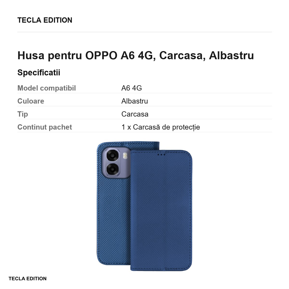 Husa Smart Magnet pentru OPPO A6 4G, tip carte, Albastru [3]