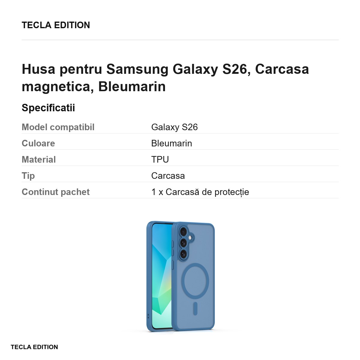 Husa Mag Matt camera pentru Samsung Galaxy S26, Carcasa magnetica, Bleumarin [3]
