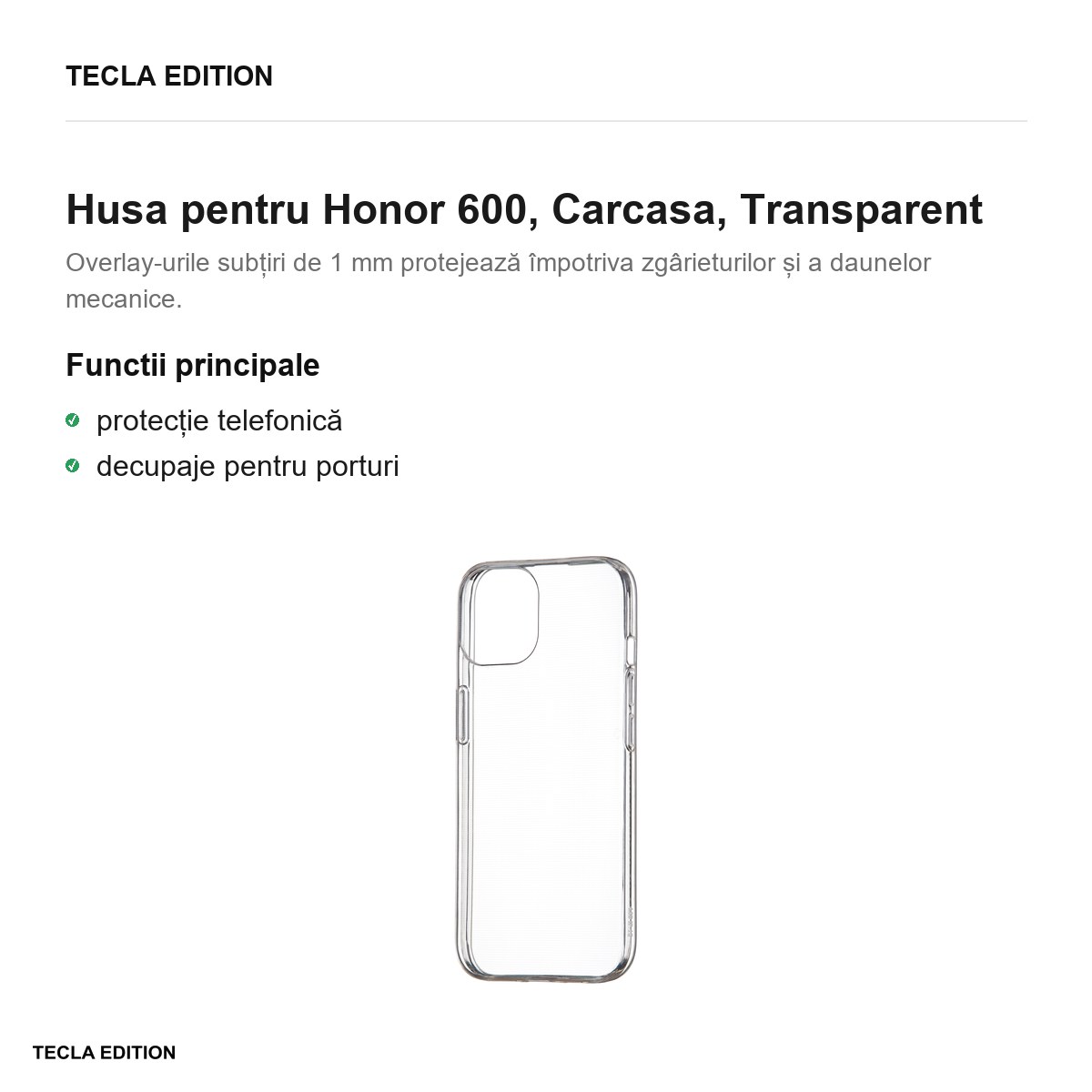 Husa Slim 1 mm pentru Honor 600, Carcasa, Transparent [2]