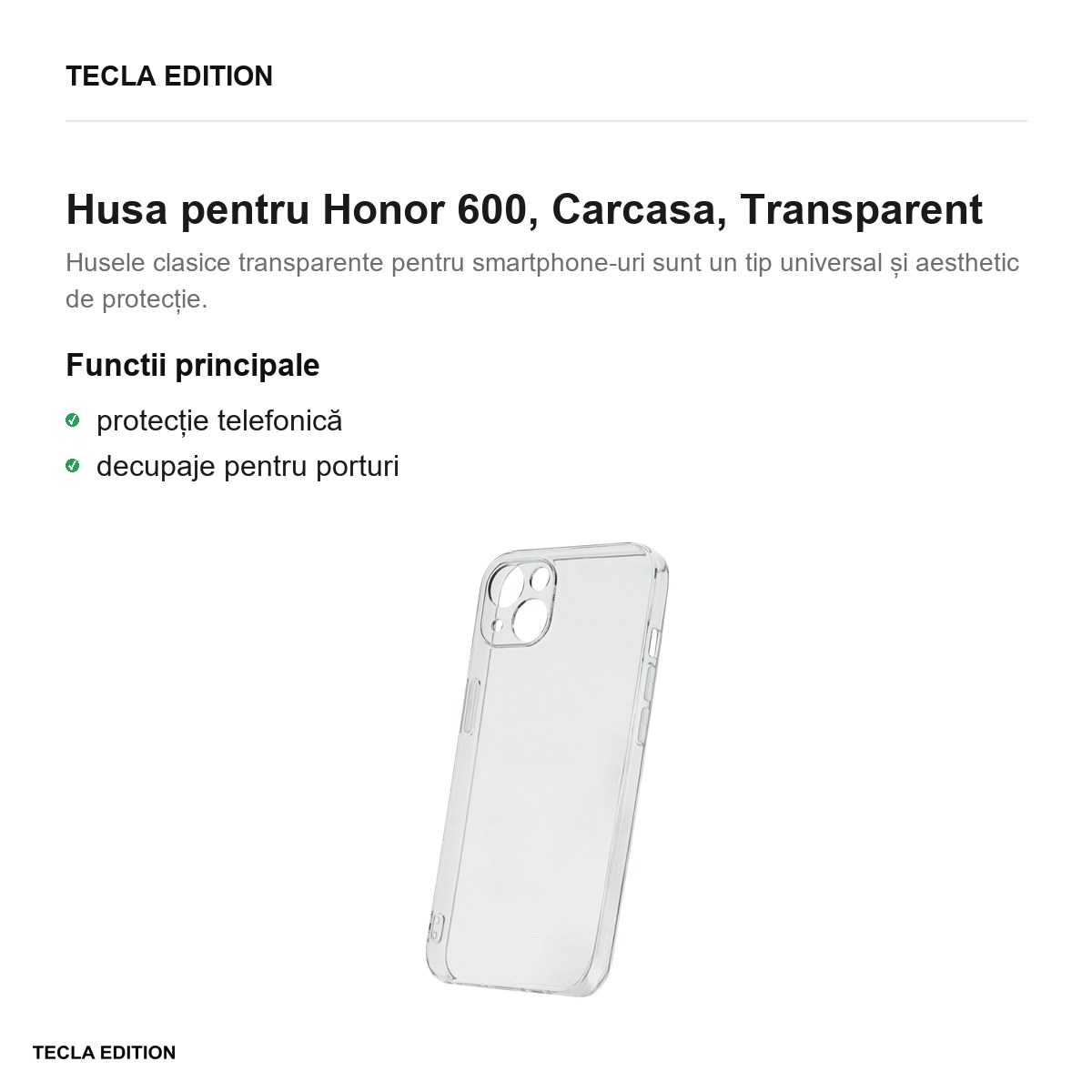 Husa Slim 2 mm pentru Honor 600, Carcasa, Transparent [2]