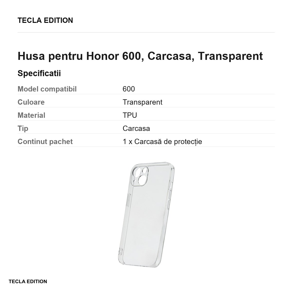 Husa Slim 2 mm pentru Honor 600, Carcasa, Transparent [3]