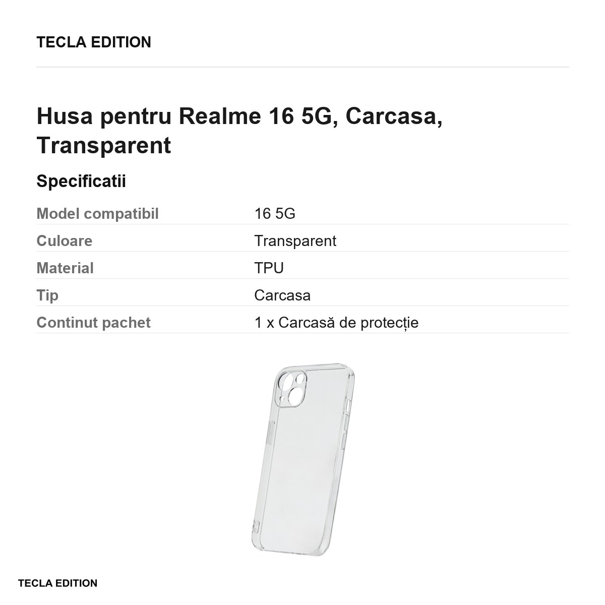 Husa Slim 2 mm pentru Realme 16 5G, Carcasa, Transparent [3]