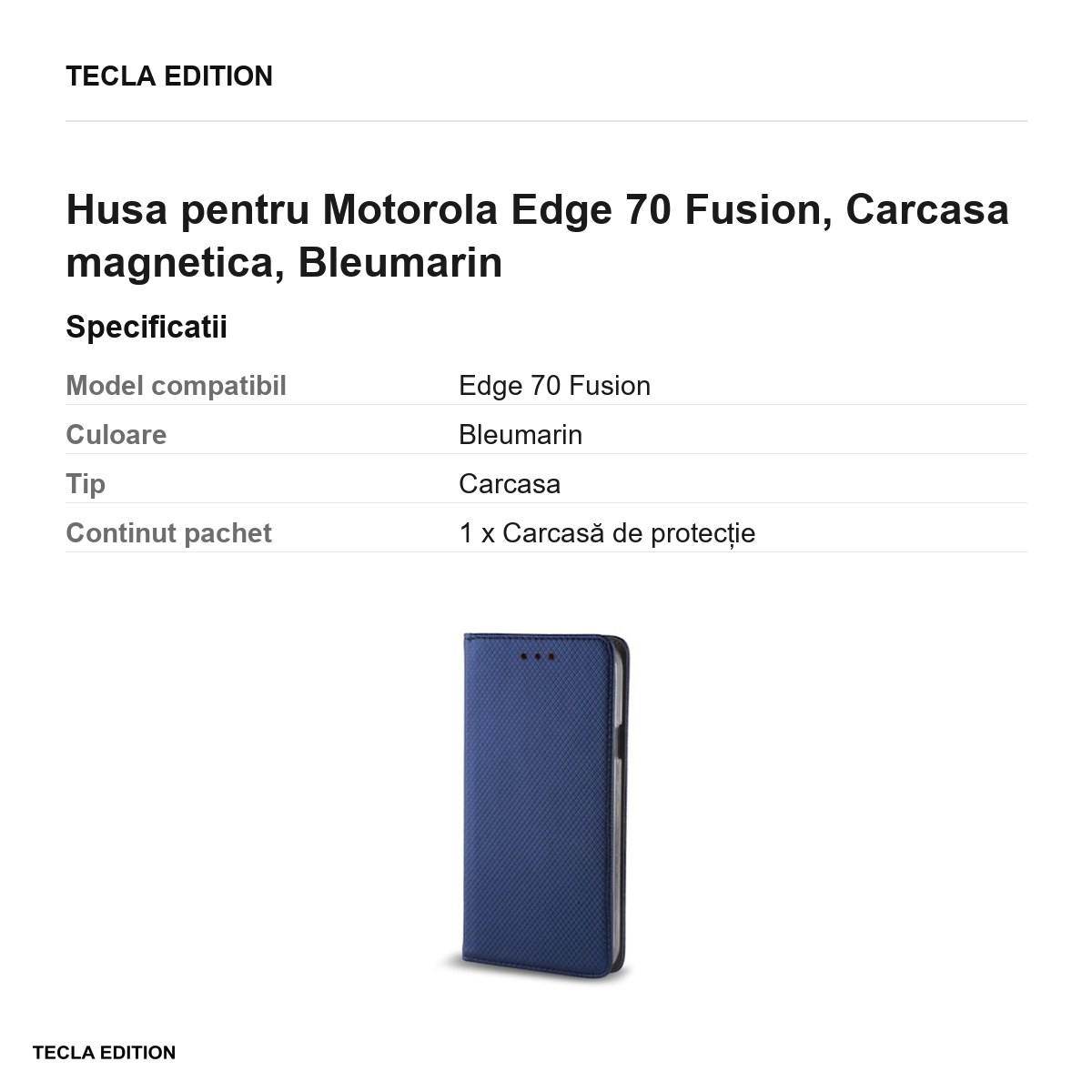 Husa Smart Magnet Fusion pentru Motorola Edge 70 Fusion, tip carte cu inchidere magnetica, Bleumarin [3]