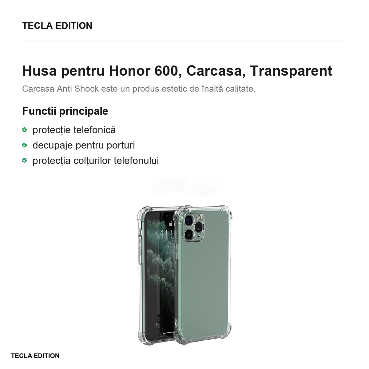 Husa Anti Shock 1,5 mm pentru Honor 600, Carcasa, Transparent [2]