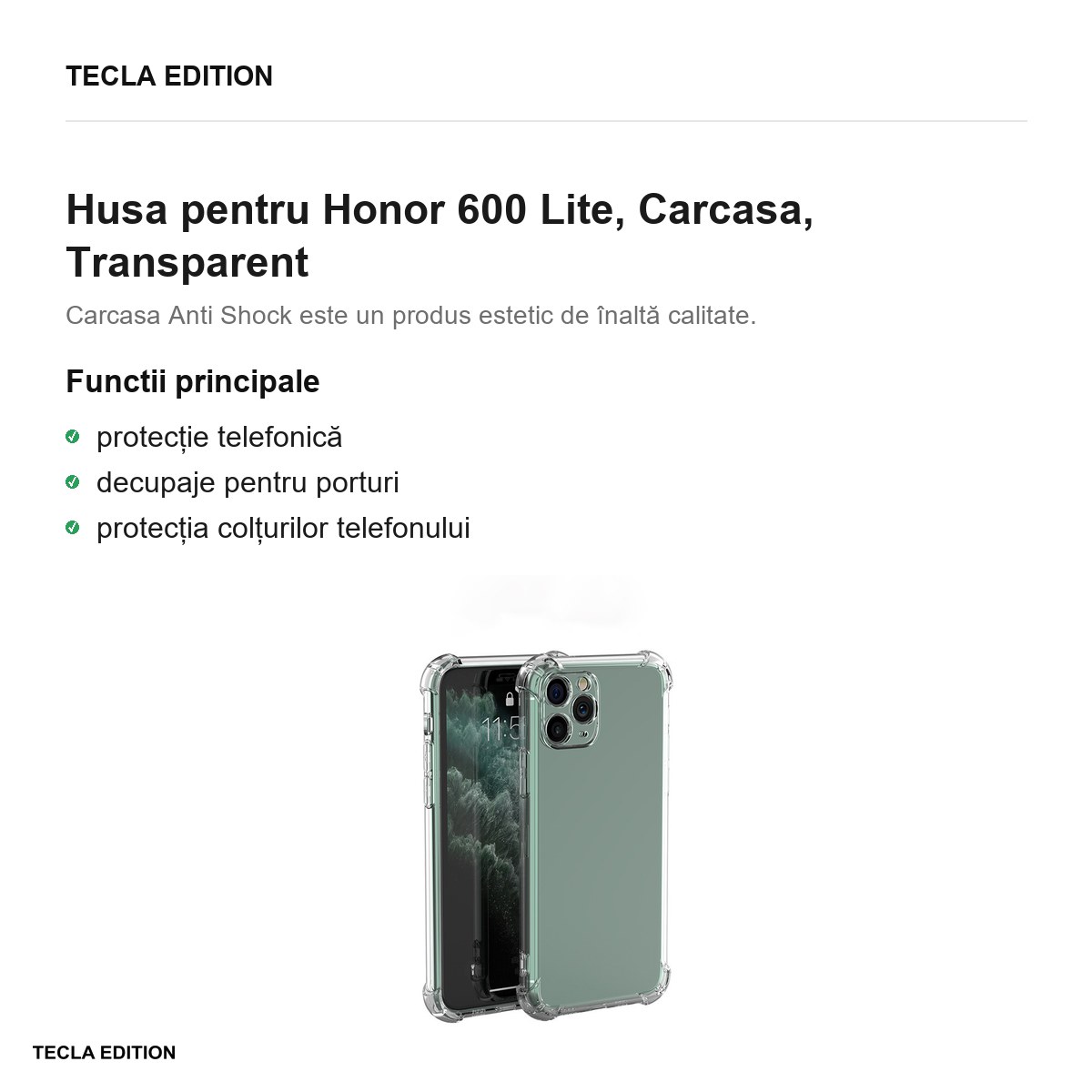 Husa Anti Shock 1,5 mm pentru Honor 600 Lite, Carcasa, Transparent [2]