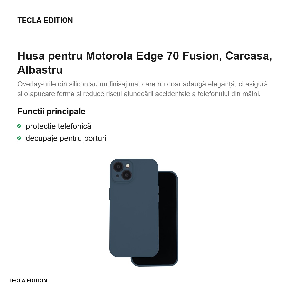 Husa Silicon Fusion pentru Motorola Edge 70 Fusion, Carcasa, Albastru [2]
