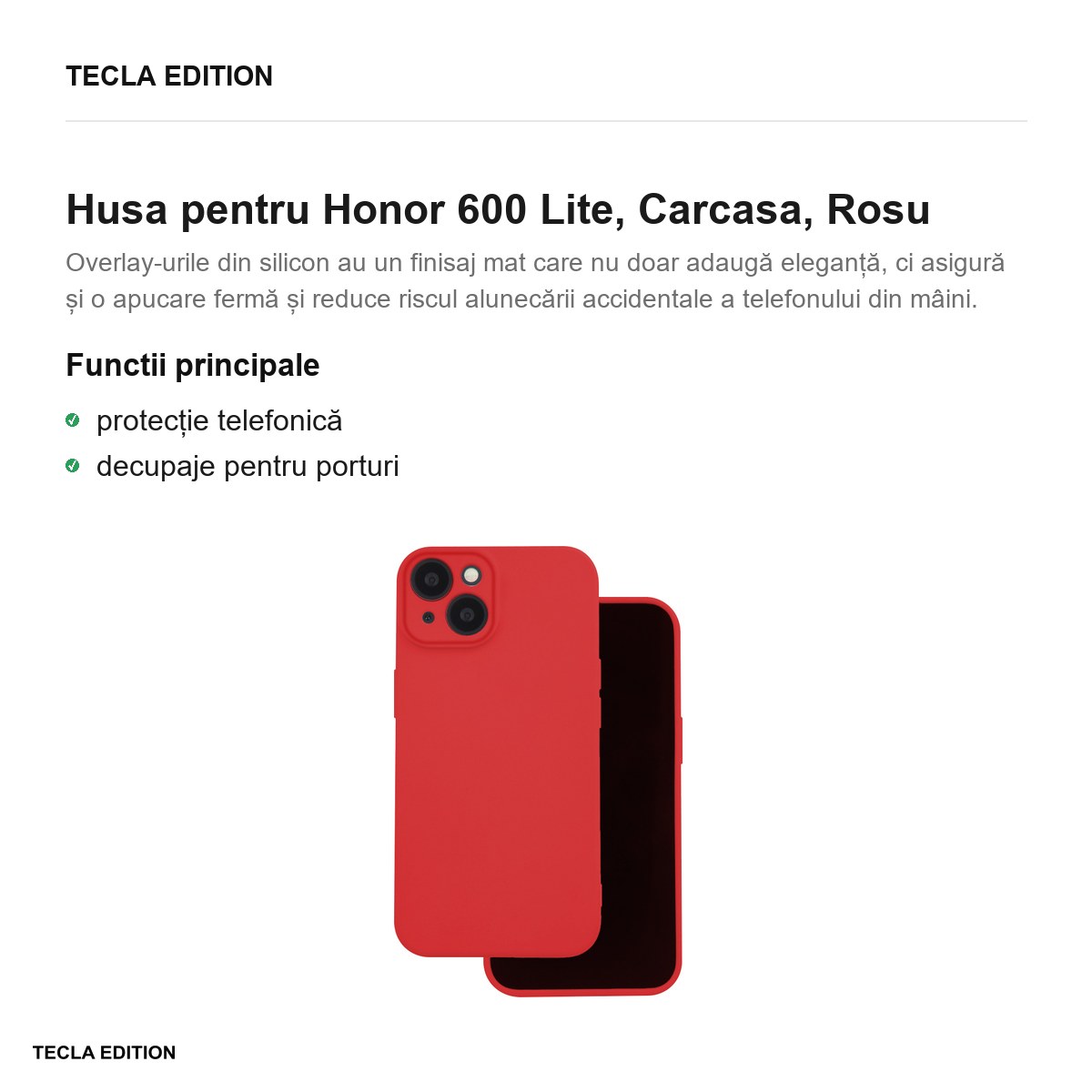 Husa Silicon pentru Honor 600 Lite, Carcasa, Rosu [2]