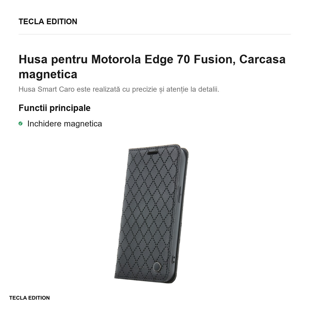 Husa Smart Caro Fusion pentru Motorola Edge 70 Fusion, tip carte cu inchidere magnetica, Negru [2]