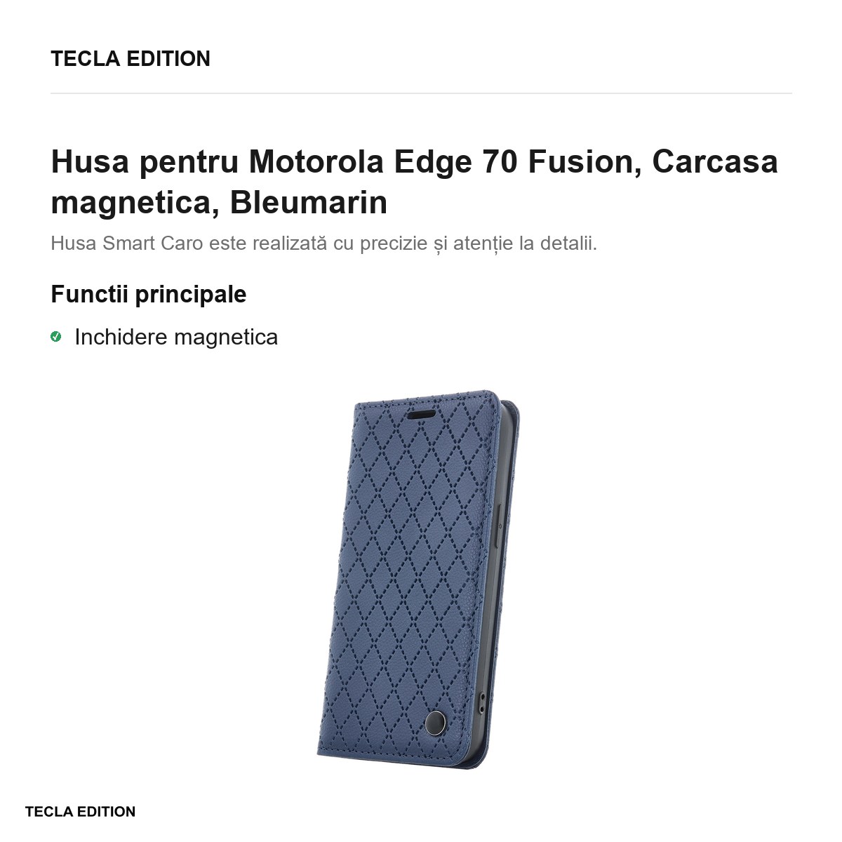 Husa Smart Caro Fusion pentru Motorola Edge 70 Fusion, tip carte cu inchidere magnetica, Bleumarin [2]
