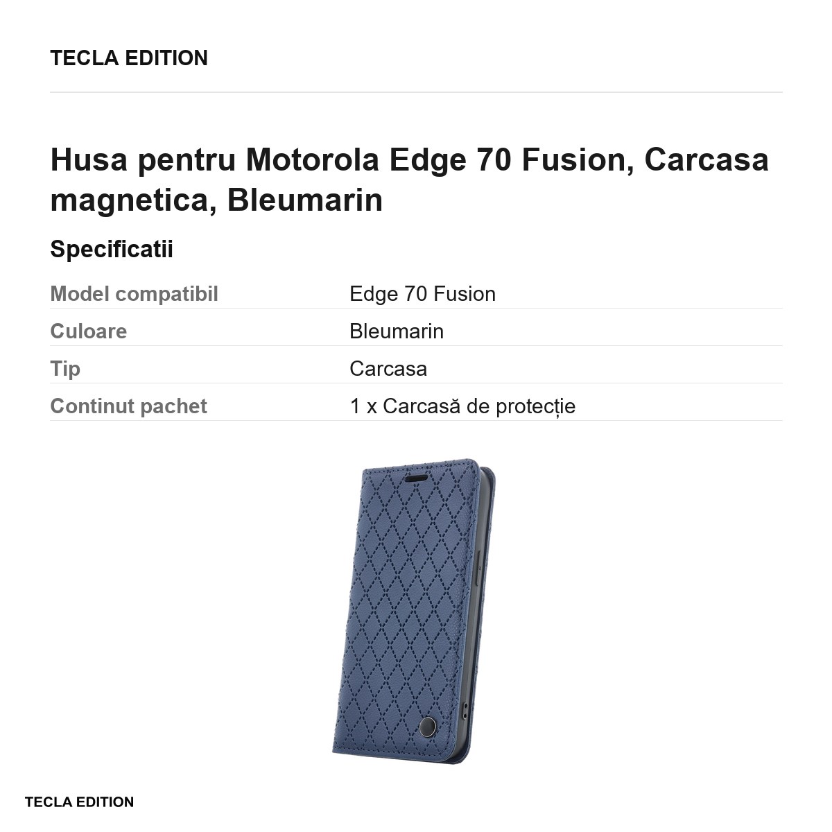 Husa Smart Caro Fusion pentru Motorola Edge 70 Fusion, tip carte cu inchidere magnetica, Bleumarin [3]