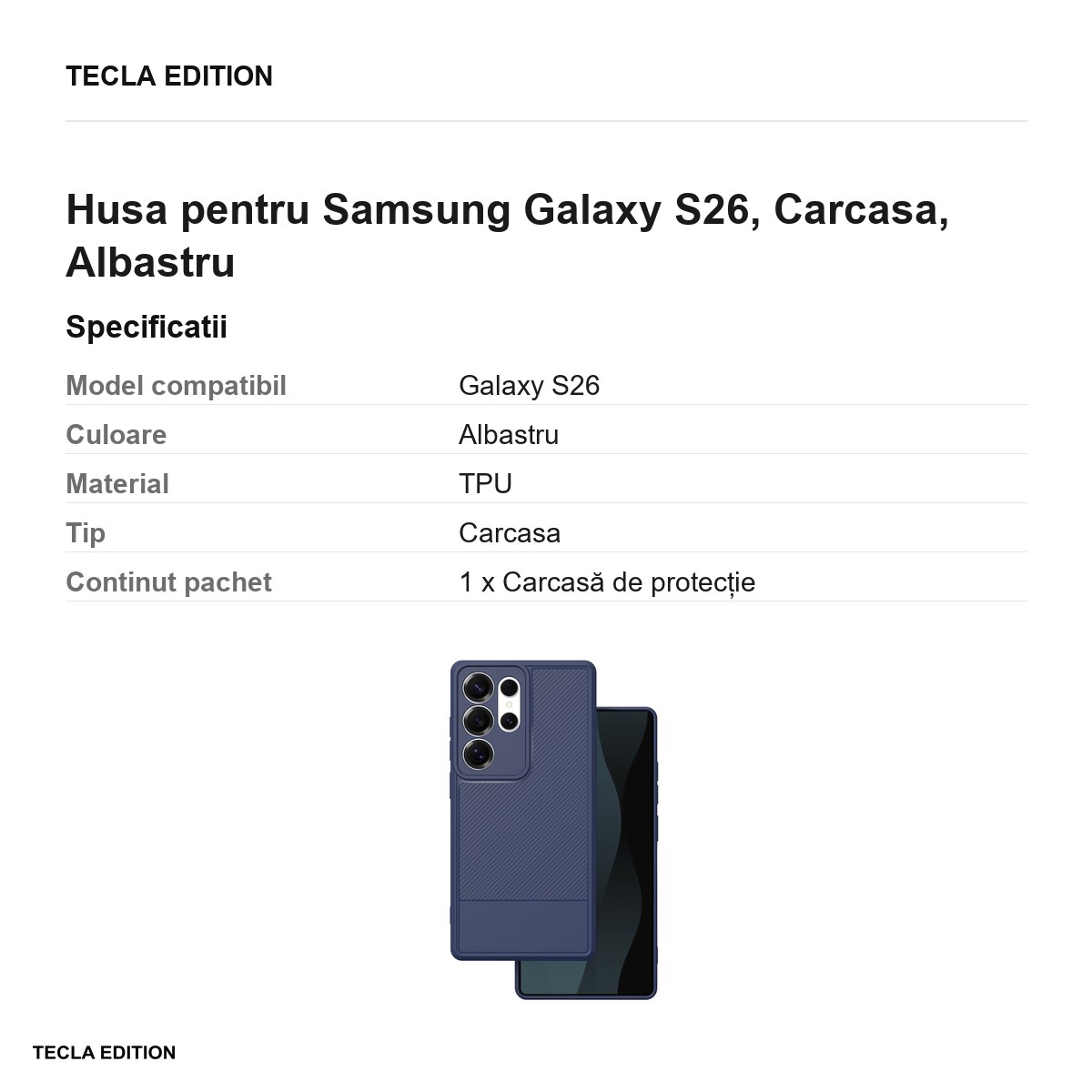 Husa Simple Carbon pentru Samsung Galaxy S26, Carcasa, Albastru [3]