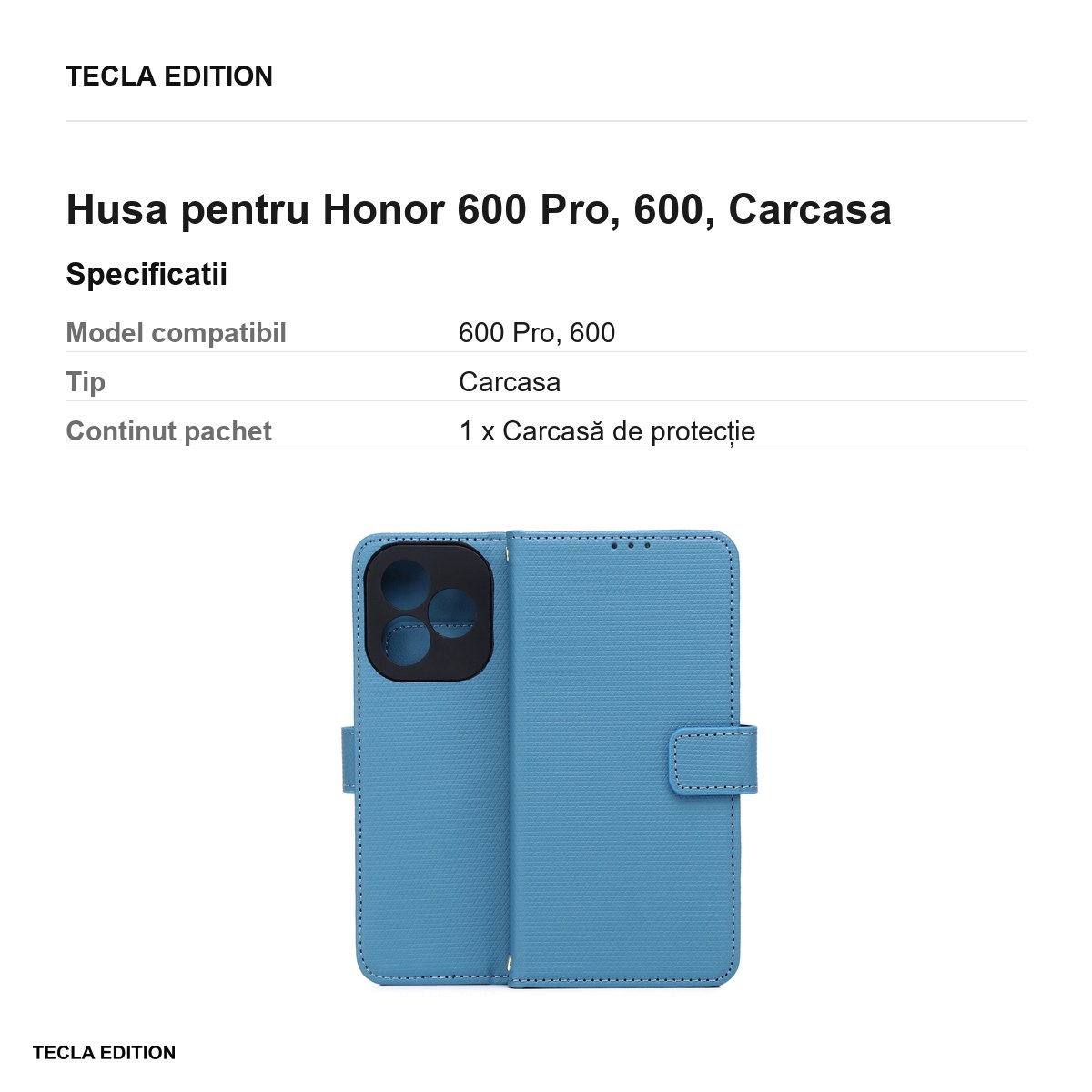 Husa Smart Triangle pentru Honor 600 Pro, 600, tip carte, Albastru [3]