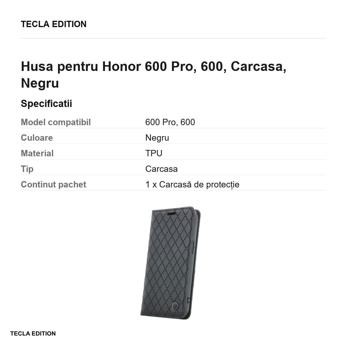 Husa Smart Caro pentru Honor 600 Pro, 600, tip carte, Negru [3]