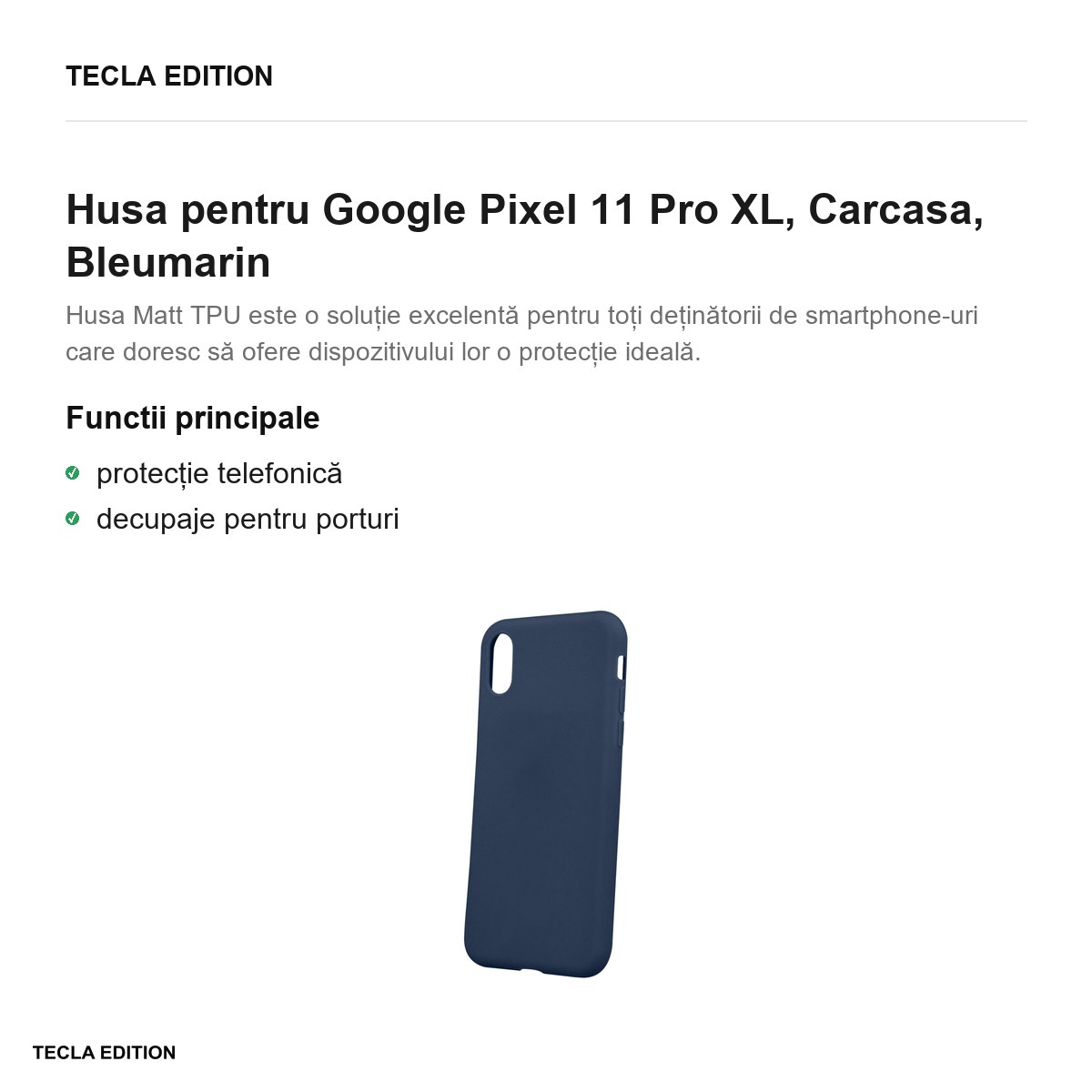 Husa Matt TPU XL pentru Google Pixel 11 Pro XL, Carcasa, Bleumarin [2]