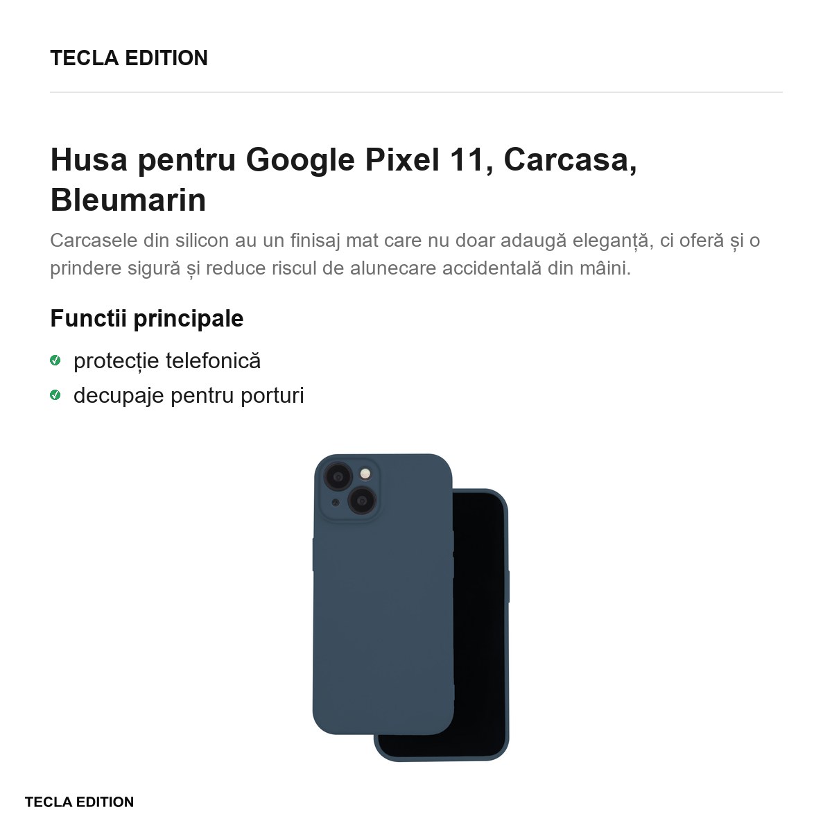 Husa Silicon pentru Google Pixel 11, Carcasa, Bleumarin [2]
