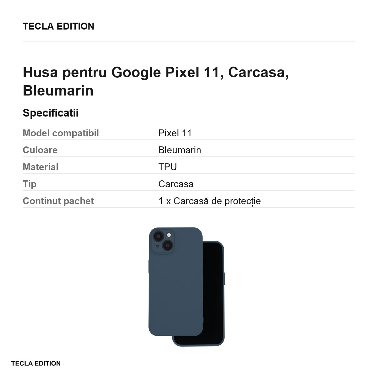 Husa Silicon pentru Google Pixel 11, Carcasa, Bleumarin [3]