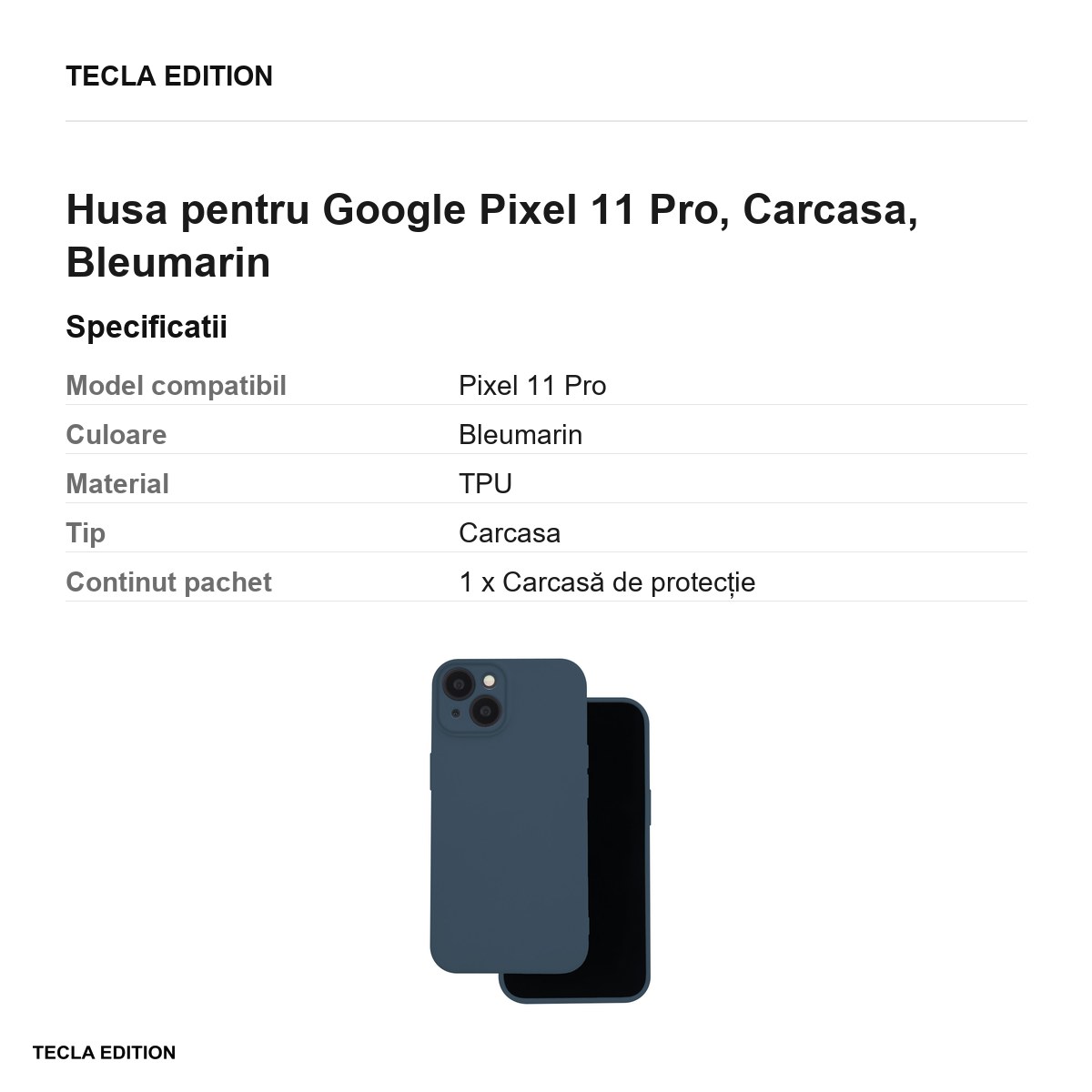Husa Silicon pentru Google Pixel 11 Pro, Carcasa, Bleumarin [3]