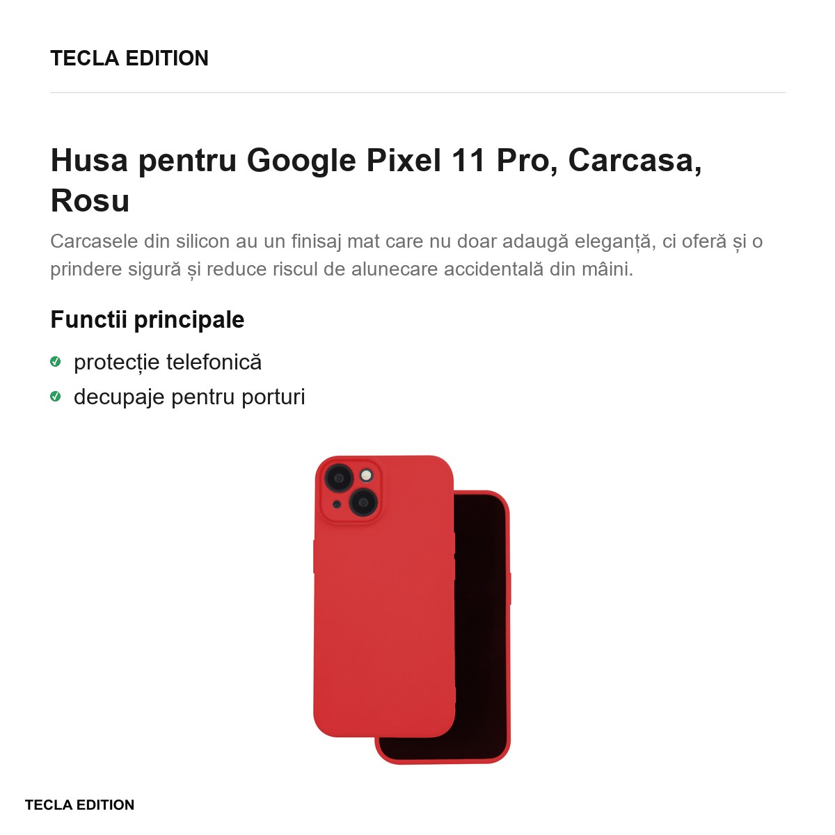 Husa Silicon pentru Google Pixel 11 Pro, Carcasa, Rosu [2]