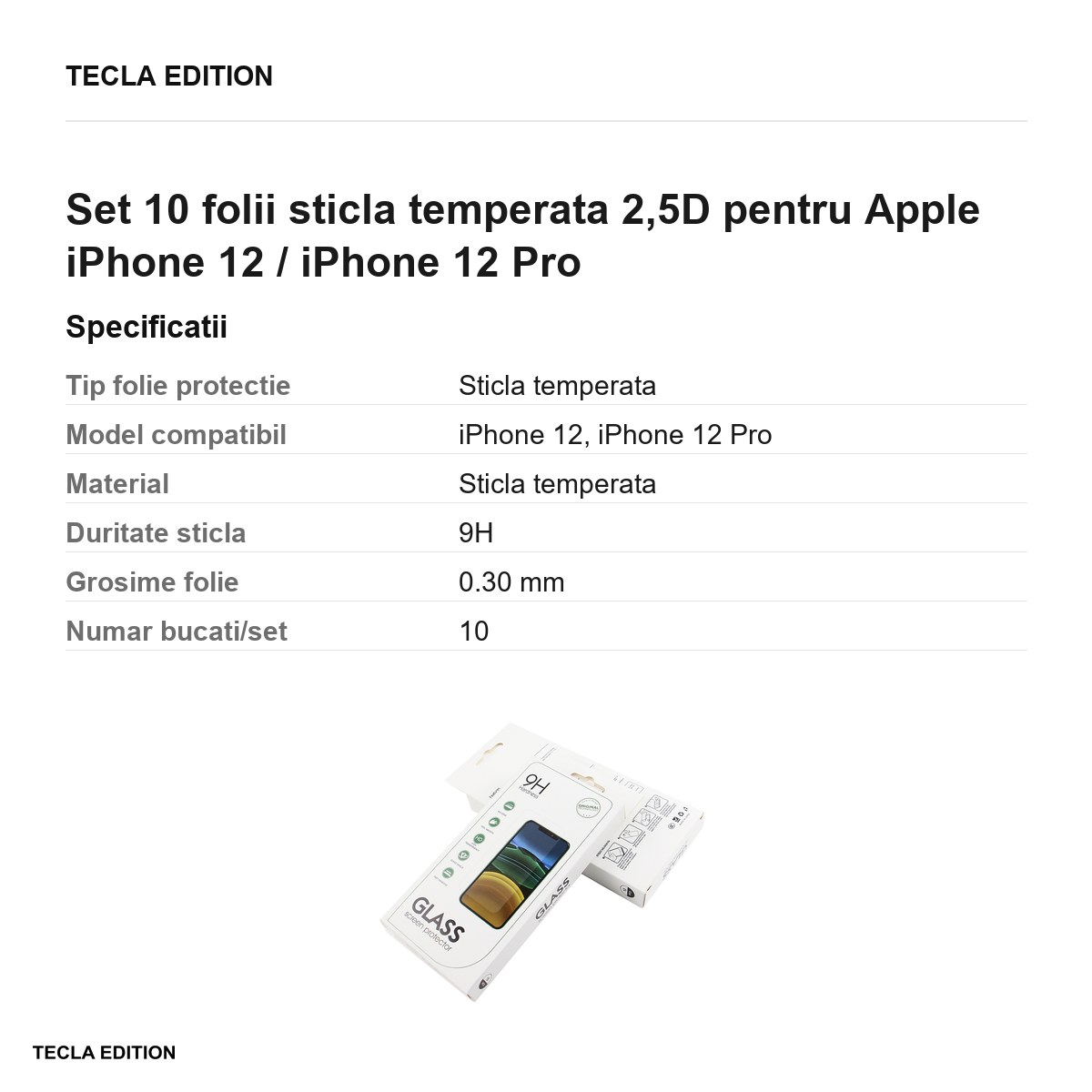 Set 10 folii sticla temperata 2,5D pentru Apple iPhone 12 / iPhone 12 Pro [3]