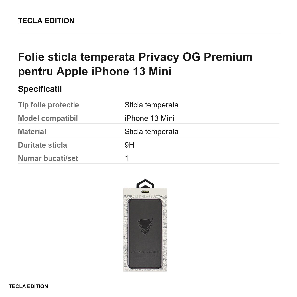 Folie sticla temperata Privacy OG Premium pentru Apple iPhone 13 Mini [3]