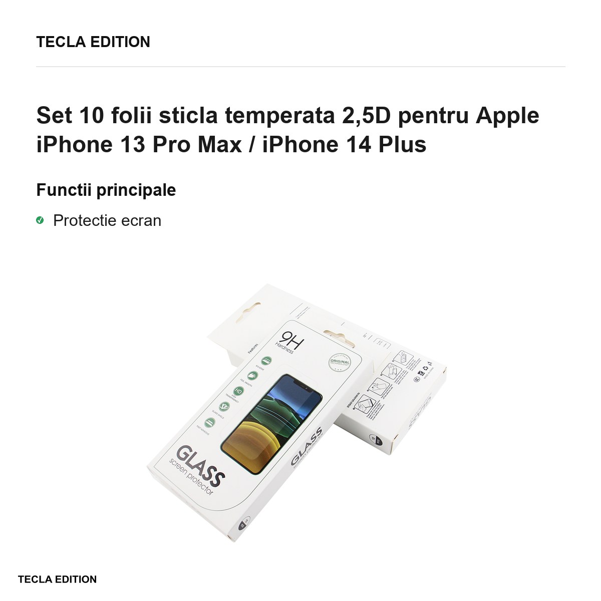 Set 10 folii sticla temperata 2,5D pentru Apple iPhone 13 Pro Max / iPhone 14 Plus [2]