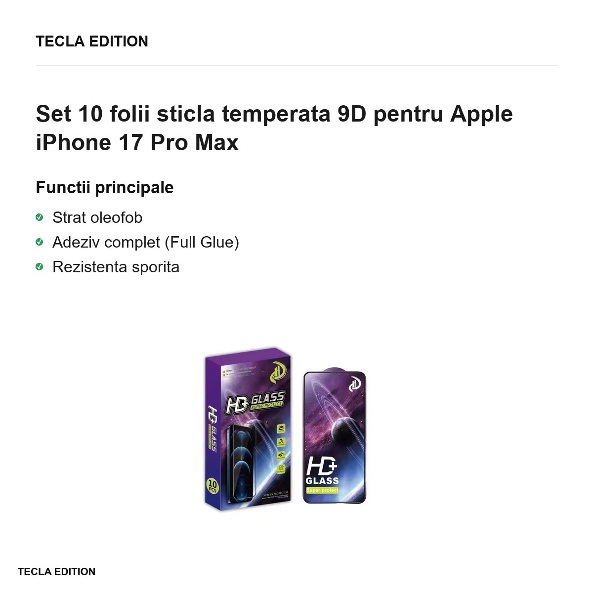 Set 10 folii sticla temperata 9D pentru Apple iPhone 17 Pro Max [2]