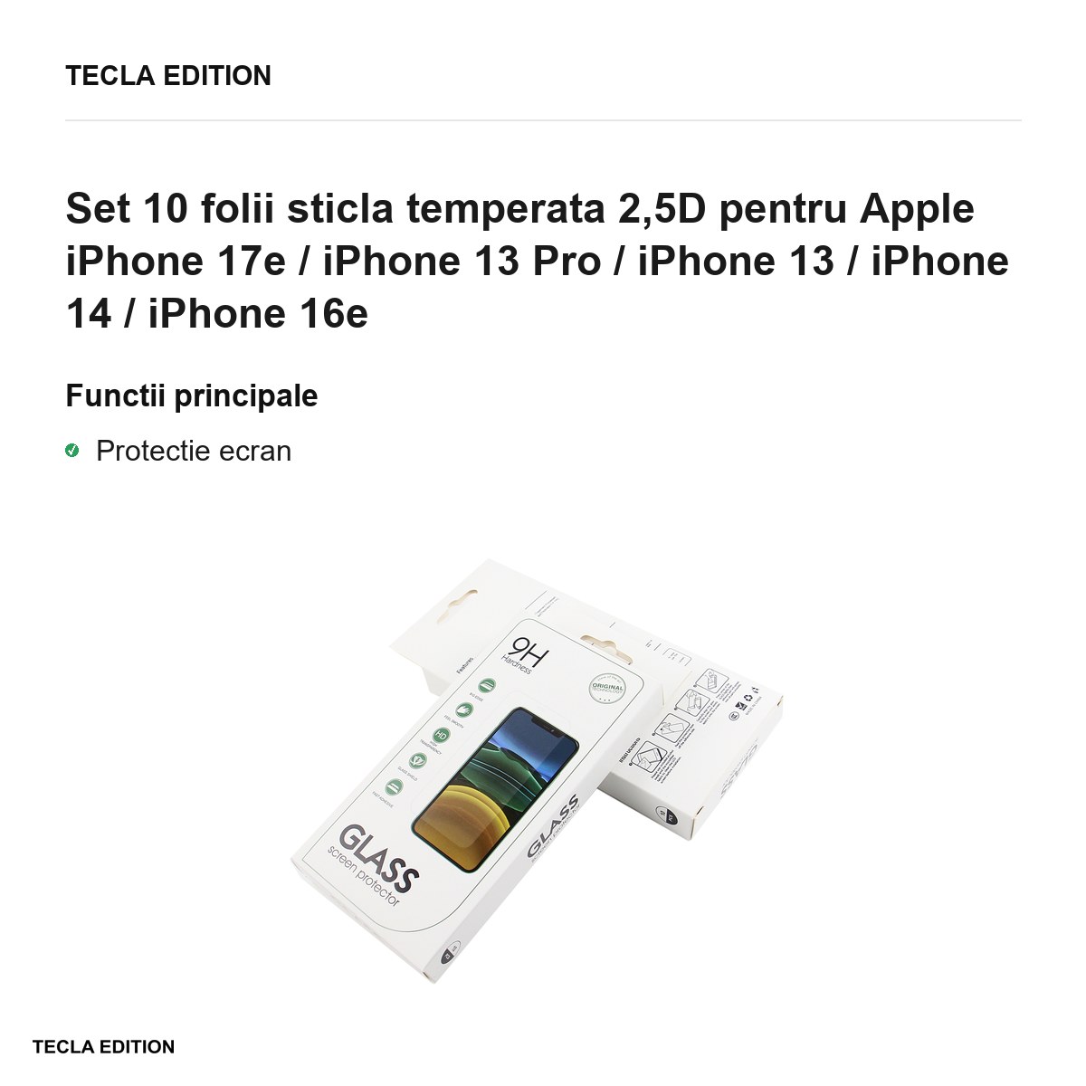 Set 10 folii sticla temperata 2,5D pentru Apple iPhone 17e / iPhone 13 Pro / iPhone 13 / iPhone 14 / iPhone 16e [2]