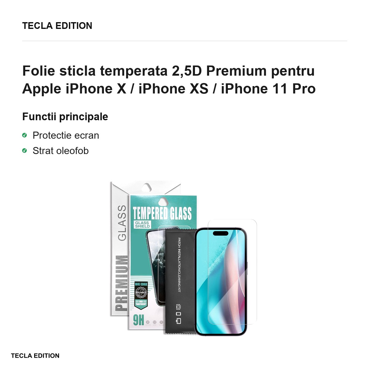 Folie sticla temperata 2,5D Premium pentru Apple iPhone X / iPhone XS / iPhone 11 Pro [2]