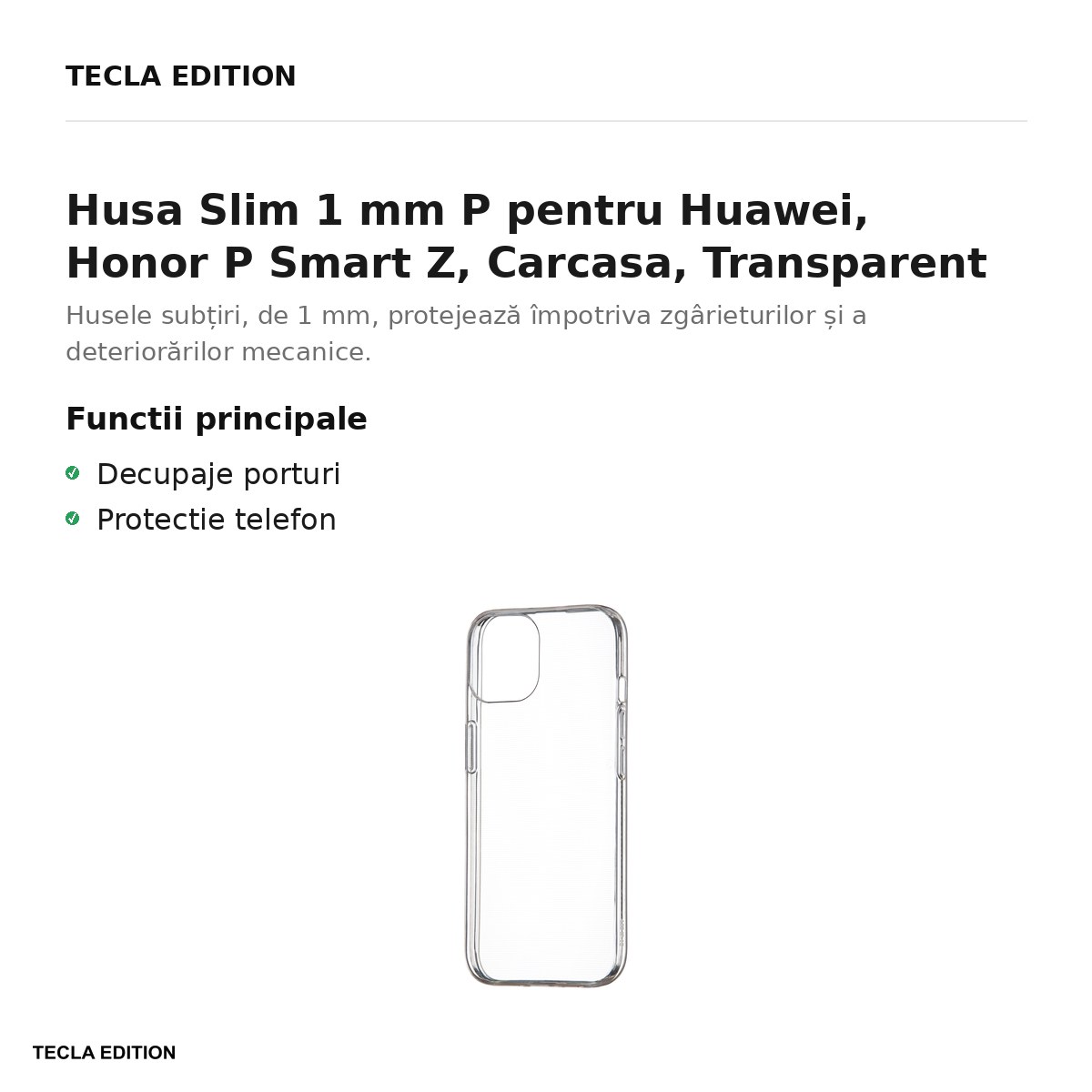 Husa Slim 1 mm P pentru Huawei, Honor P Smart Z, Carcasa, Transparent [2]