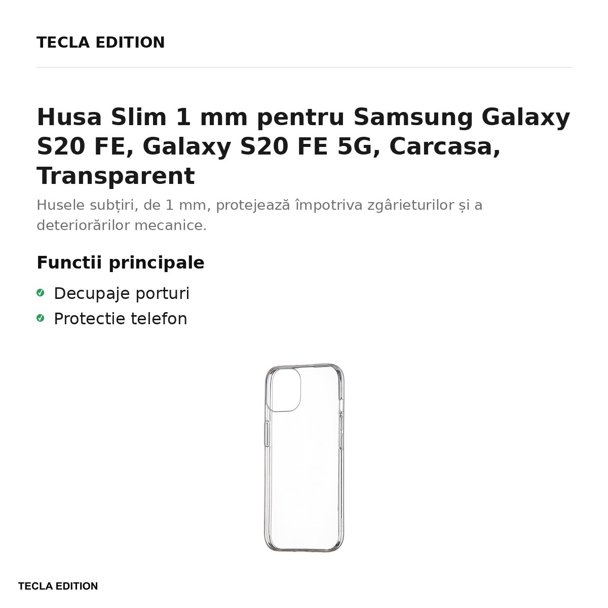Husa Slim 1 mm pentru Samsung Galaxy S20 FE, Galaxy S20 FE 5G, Carcasa, Transparent [2]