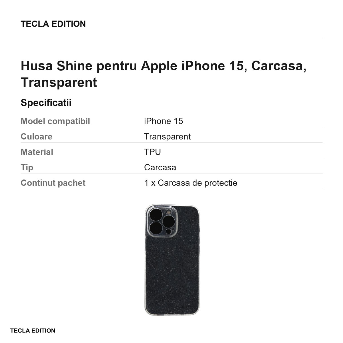 Husa Shine pentru Apple iPhone 15, Carcasa, Transparent [3]