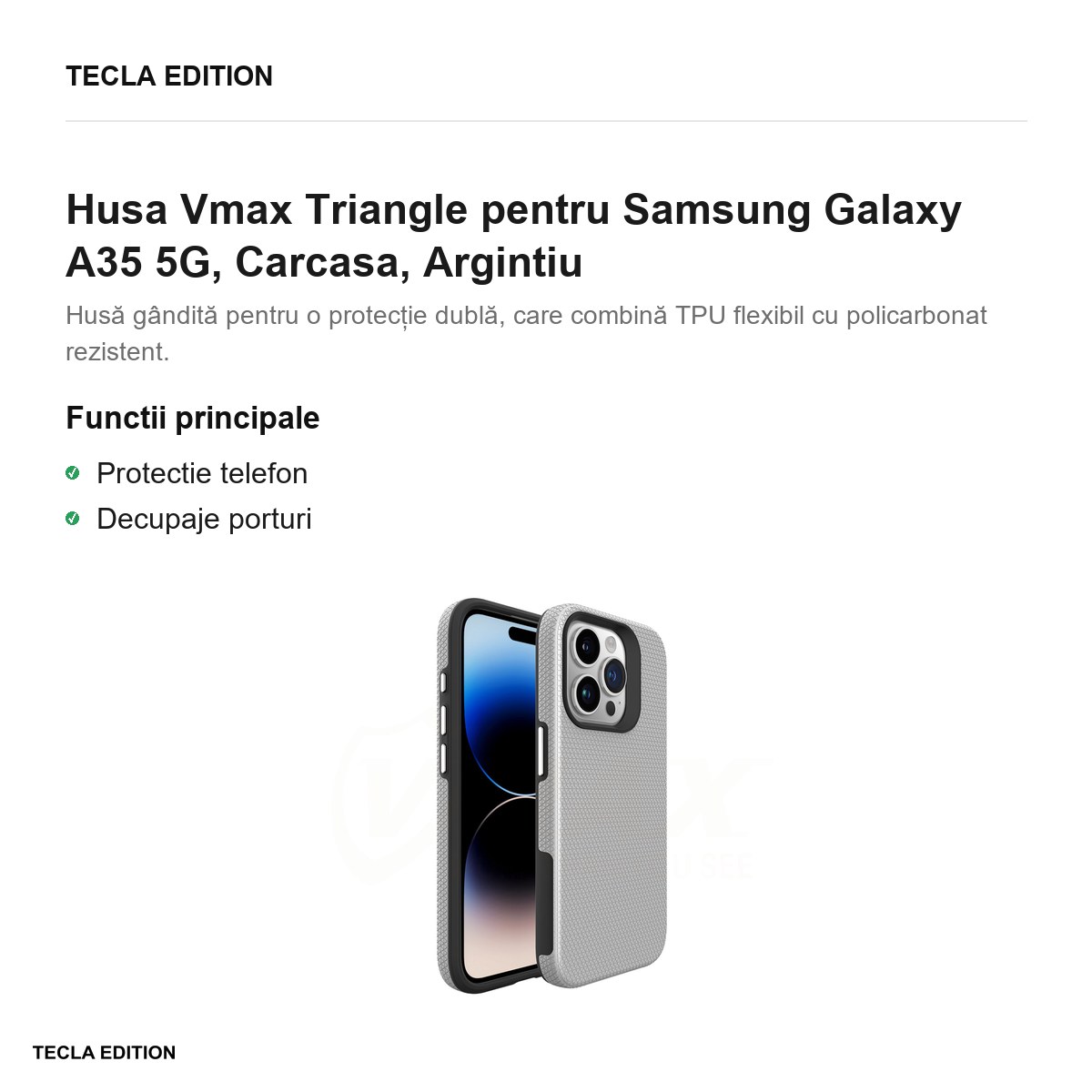 Husa Vmax Triangle pentru Samsung Galaxy A35 5G, Carcasa, Argintiu [2]