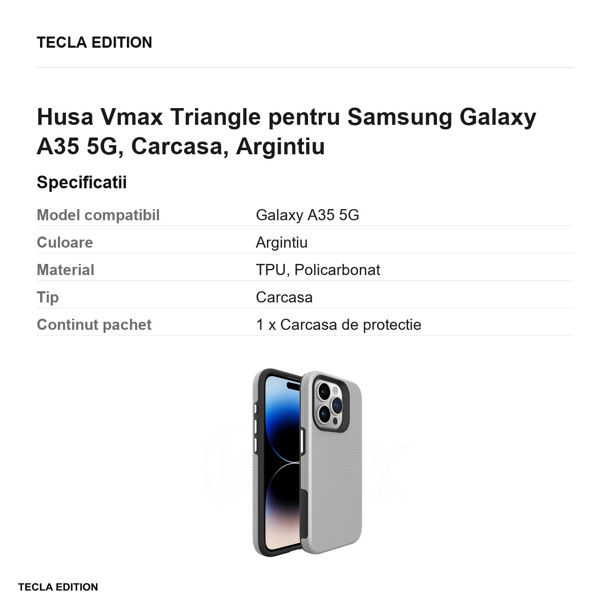 Husa Vmax Triangle pentru Samsung Galaxy A35 5G, Carcasa, Argintiu [3]