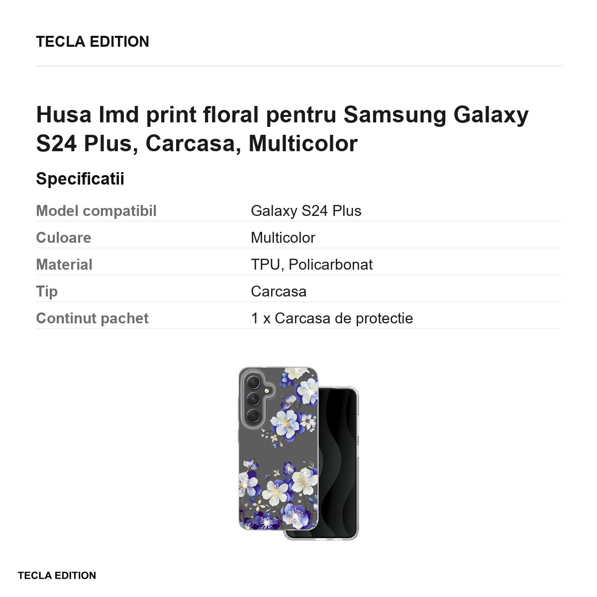 Husa Imd print floral pentru Samsung Galaxy S24 Plus, Carcasa, Multicolor [3]