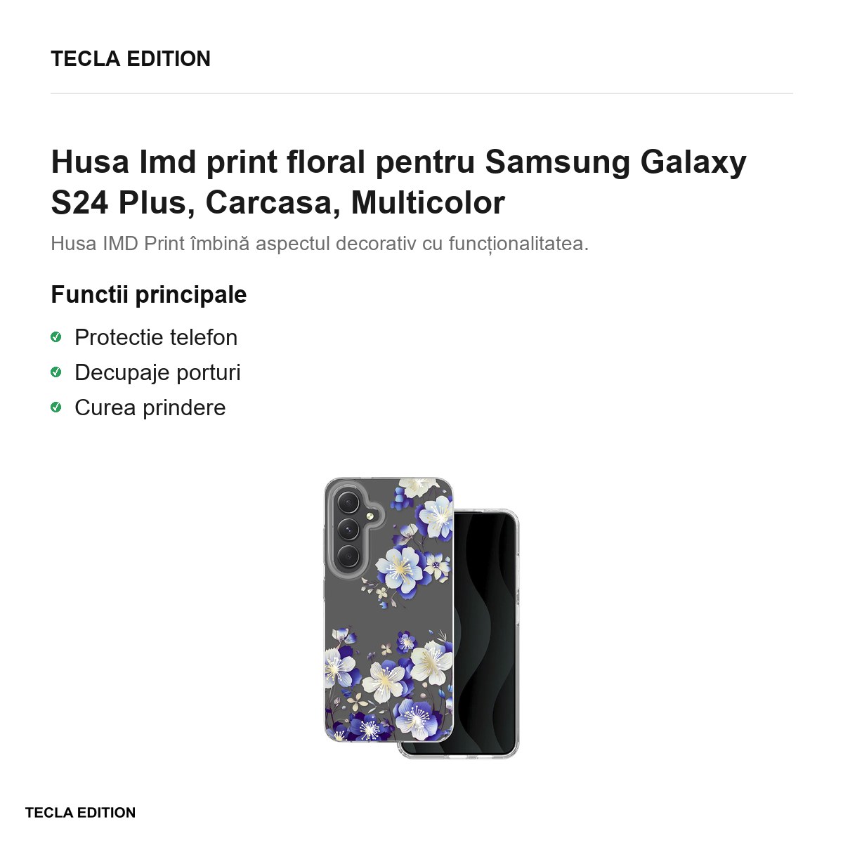 Husa Imd print floral pentru Samsung Galaxy S24 Plus, Carcasa, Multicolor [2]