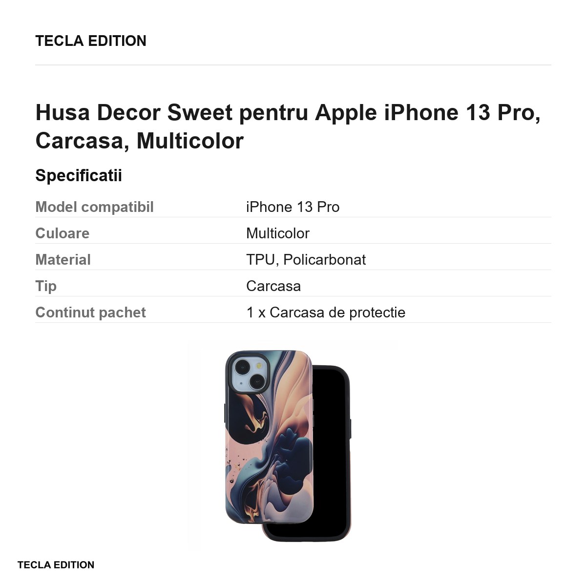 Husa Decor Sweet pentru Apple iPhone 13 Pro, Carcasa, Multicolor [3]