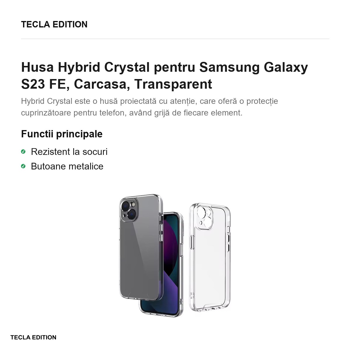 Husa Hybrid Crystal pentru Samsung Galaxy S23 FE, Carcasa, Transparent [2]