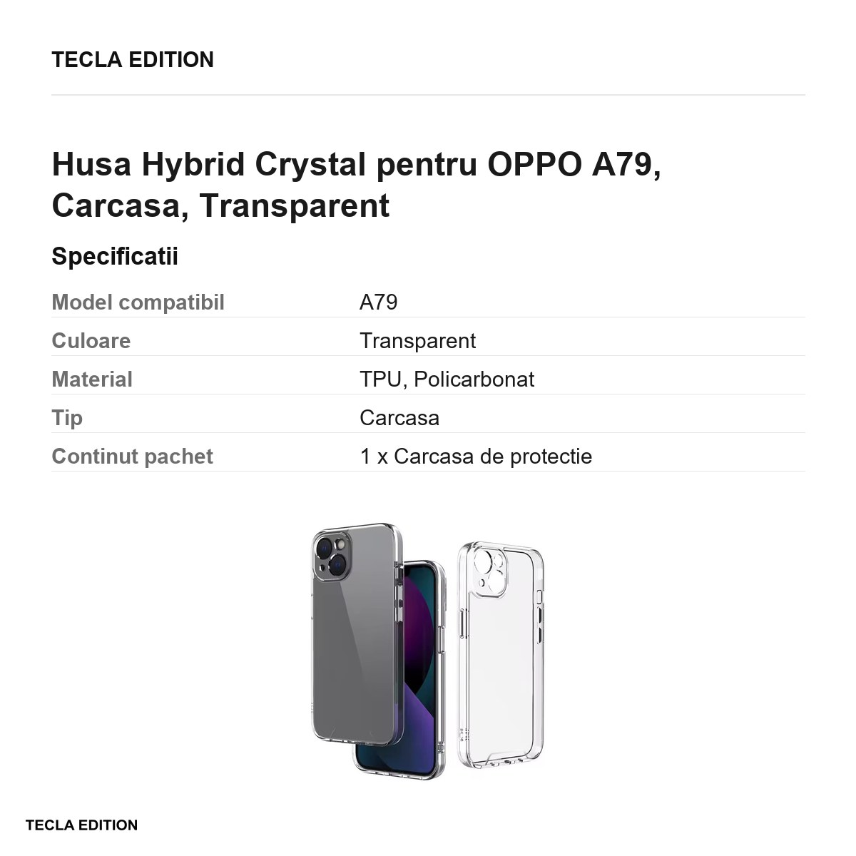 Husa Hybrid Crystal pentru OPPO A79, Carcasa, Transparent [3]