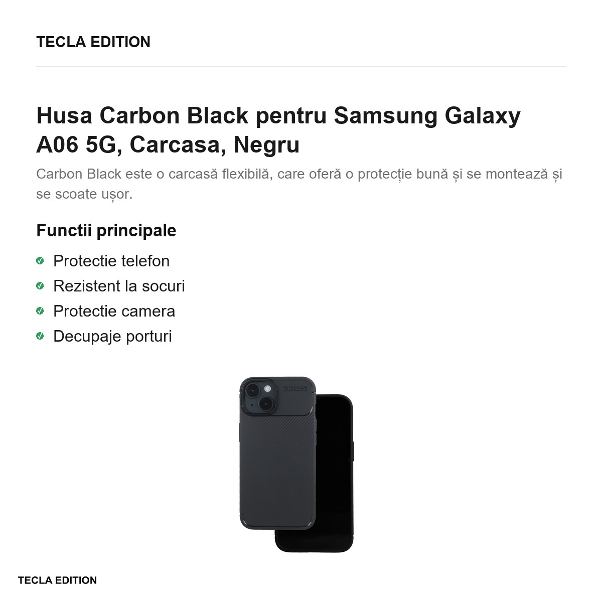 Husa Carbon Black pentru Samsung Galaxy A06 5G, Carcasa, Negru [2]