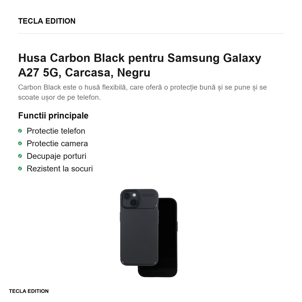 Husa Carbon Black pentru Samsung Galaxy A27 5G, Carcasa, Negru [2]