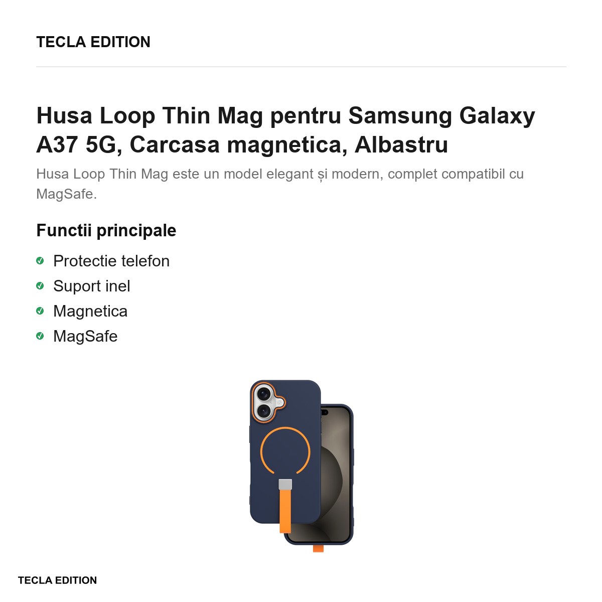 Husa Loop Thin Mag pentru Samsung Galaxy A37 5G, Carcasa magnetica, Albastru [2]